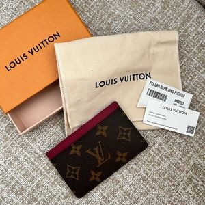 Authentic Louis Vuitton Monogram Card Holder Wallet Fuschia